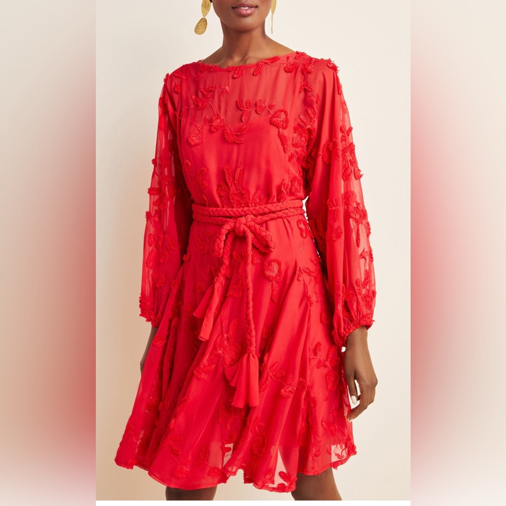 Amal Textured Red Dress